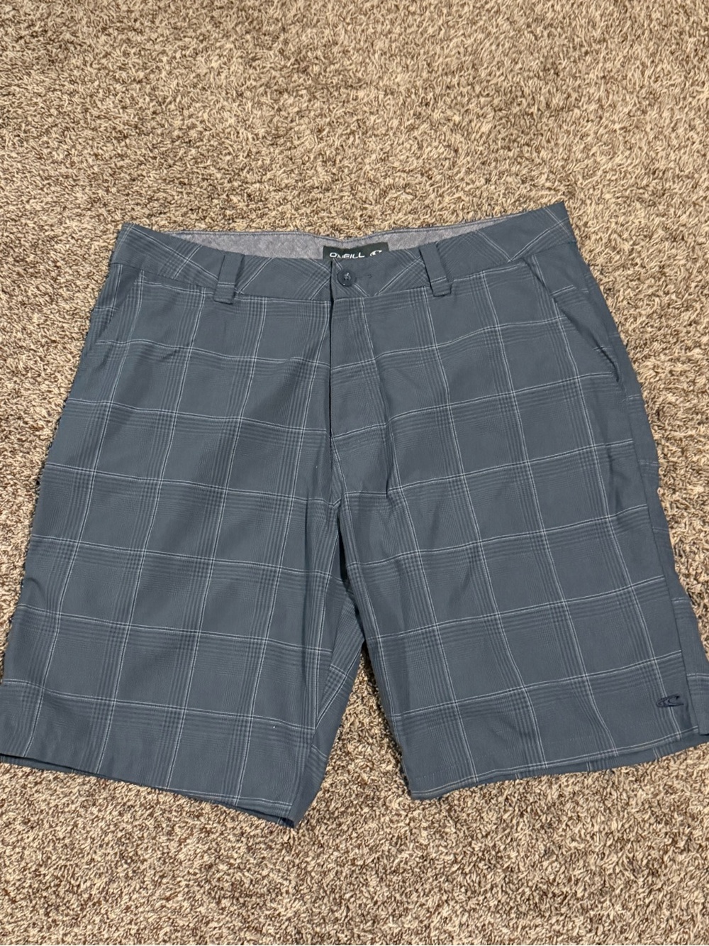 O'Neill Men's Slate Plaid Flat-Front Shorts Sz 36